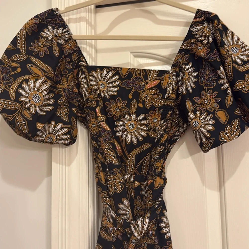 Cleobella Asymmetrical Floral Dress in Black and Brown - Picture 3 of 5